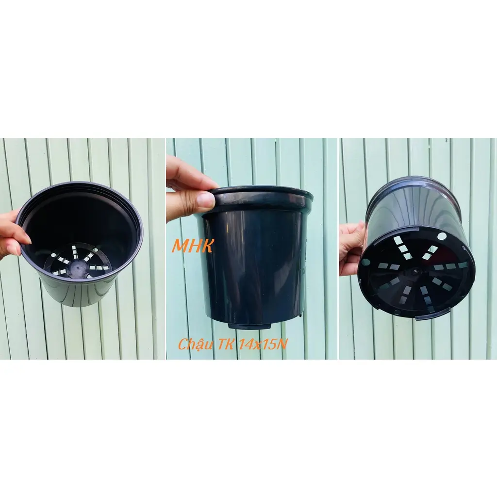 Chậu nhựa cứng 14x15 (cm) ĐEN / TRONG SUỐT , Chậu Thakico trồng cây thoát nước tốt