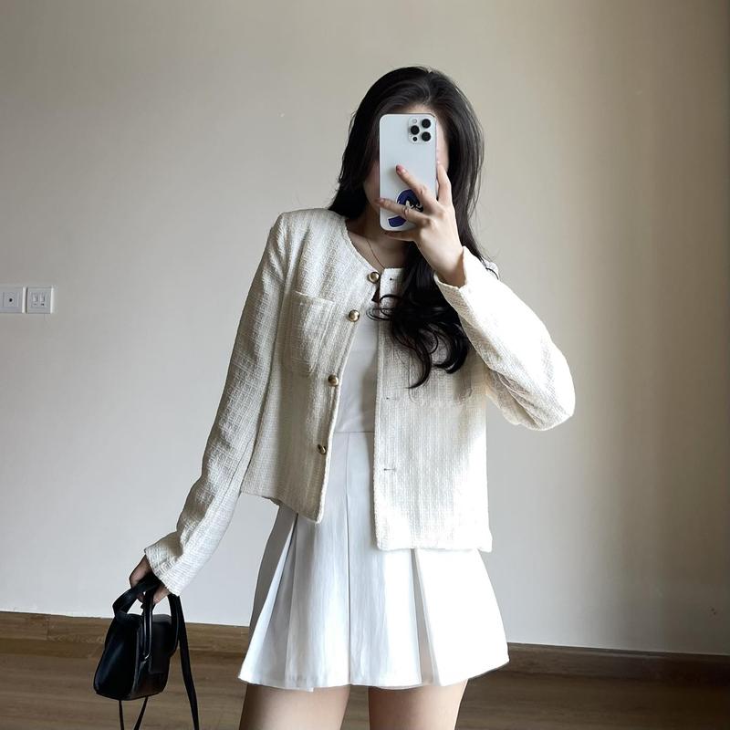 Áo Khoác Dạ ,Áo Dạ Tweed Dài Tay Dáng Croptop Chất Vải Dày Dặn Miho house