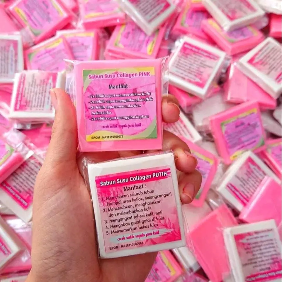 (12PCS) SABUN SUSU COLLAGEN PINK/PUTIH VIRAL VERSI TIPIS DAN TEBAL  Memutihkan  Mencerahkan