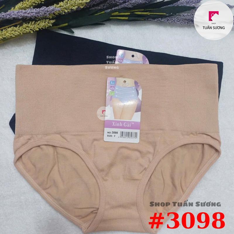 Set 3-10 Quần Lót Nữ, Mã 3098, Chất Vải Dệt Kim, Lưng Cao, Hỗ Trợ Ôm Bụng Dưới, Co Giãn, Mềm Mịn