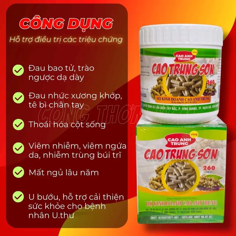 HỘP NHỎ 260 VIÊN NGẢI ĐEN CAO TRUNG SƠN ( Bột Ngải Đen + Ngải Chống Độc ) Hỗ Trợ Xương Khớp, Dạ Dày, Trào Ngược, Viêm Xoang, U Sơ 2