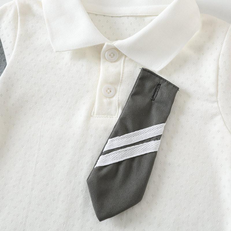 Quần Áo Trẻ Em Áo Liền Quần Ngắn Tay Cho Bé Trai Và Bé Gái, Bao Gồm Tất, Phong Cách Preppy, Làm Bằng Bông, Thích Hợp Cho Trẻ Sơ Sinh Mùa Hè, 0-24 Tuổi, Hàng Mới Về 7