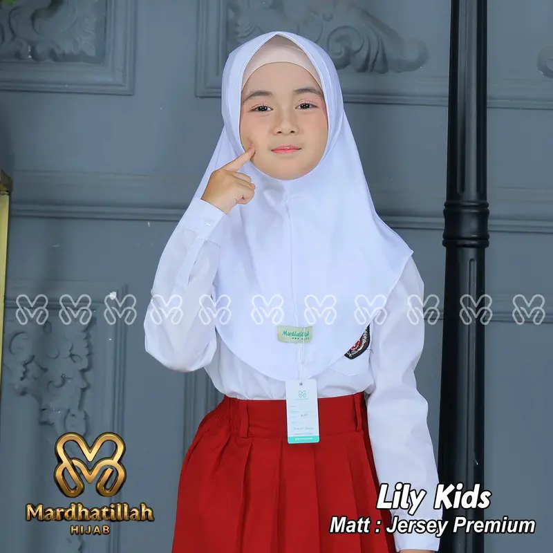 Kerudung Lily kids bergo anak sekolah jersey by mardhatillah hijab Muslim Instan Renda Syari pramuka 2