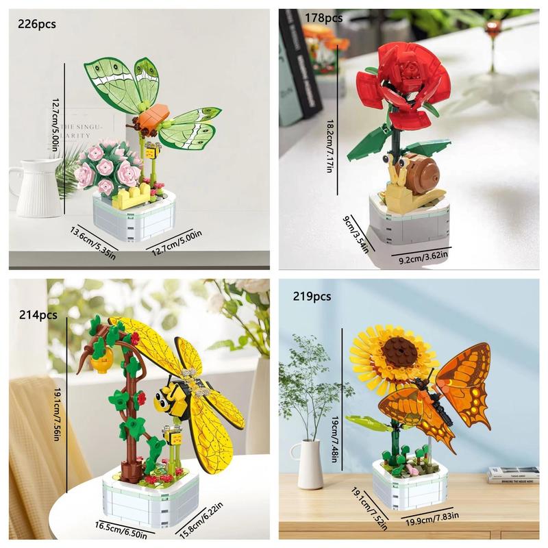 Potted Plant Building Blocks (1 Set), Creative Building Blocks Toy, Educational Toy for Kids, Birthday Gift for Boys & Girls 3