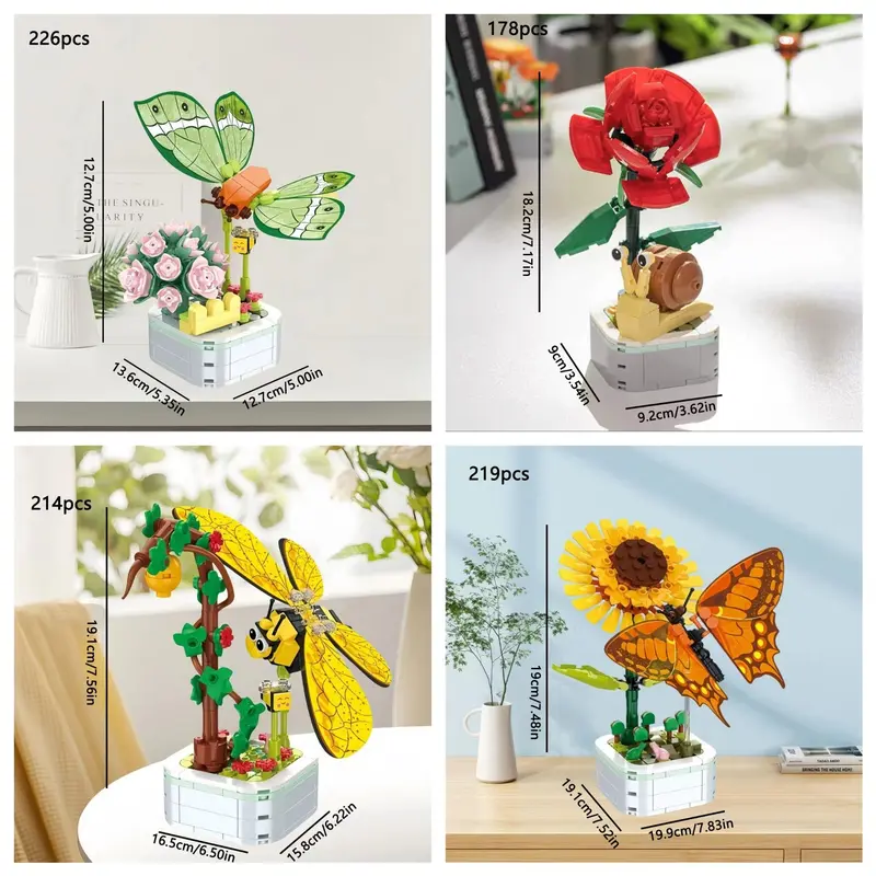 Potted Plant Building Blocks (1 Set), Creative Building Blocks Toy, Educational Toy for Kids, Birthday Gift for Boys & Girls 2