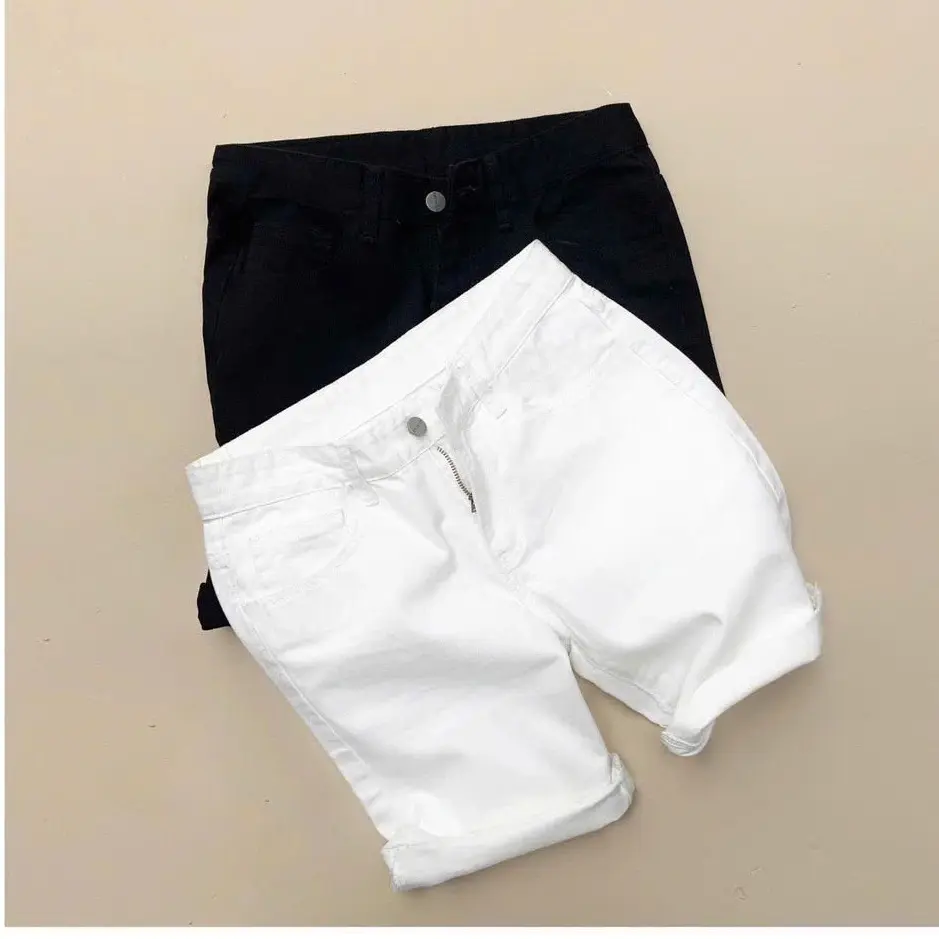 Quần short jean nam trắng đen chất co dãn đẹp Menswear Có Túi