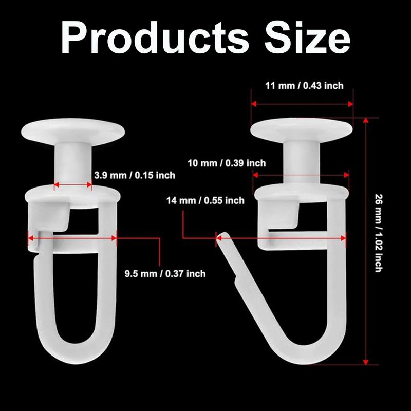 Product Introduction of Curtain Track Hook Curtain Rails Ceiling Gliders Set 100Pcs Lockable Folding Hanging Hook and 6Pcs Drape Rails Stoppers 0