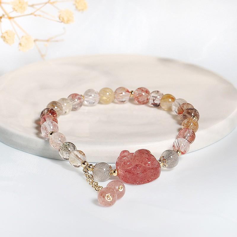 Product Introduction of Natural Crystal Bracelet Women's Design Hetian Jade Girlfriends' Bracelet Elegant Bracelet High-Grade Light Luxury Bracelet Wholesale 7