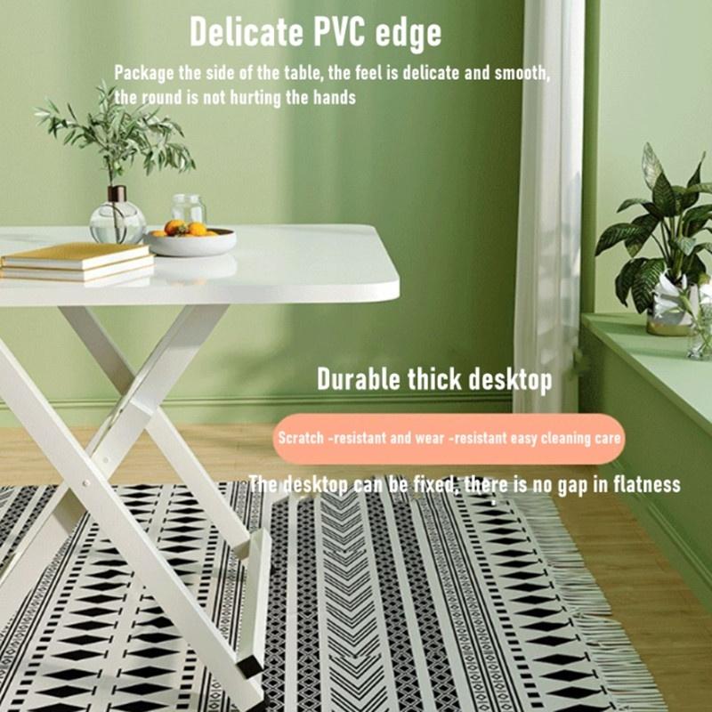 XiaoZhou-Foldable Dining Table - Warm White, 70x70x72cm, Artificial Plate, 25kg Load 4