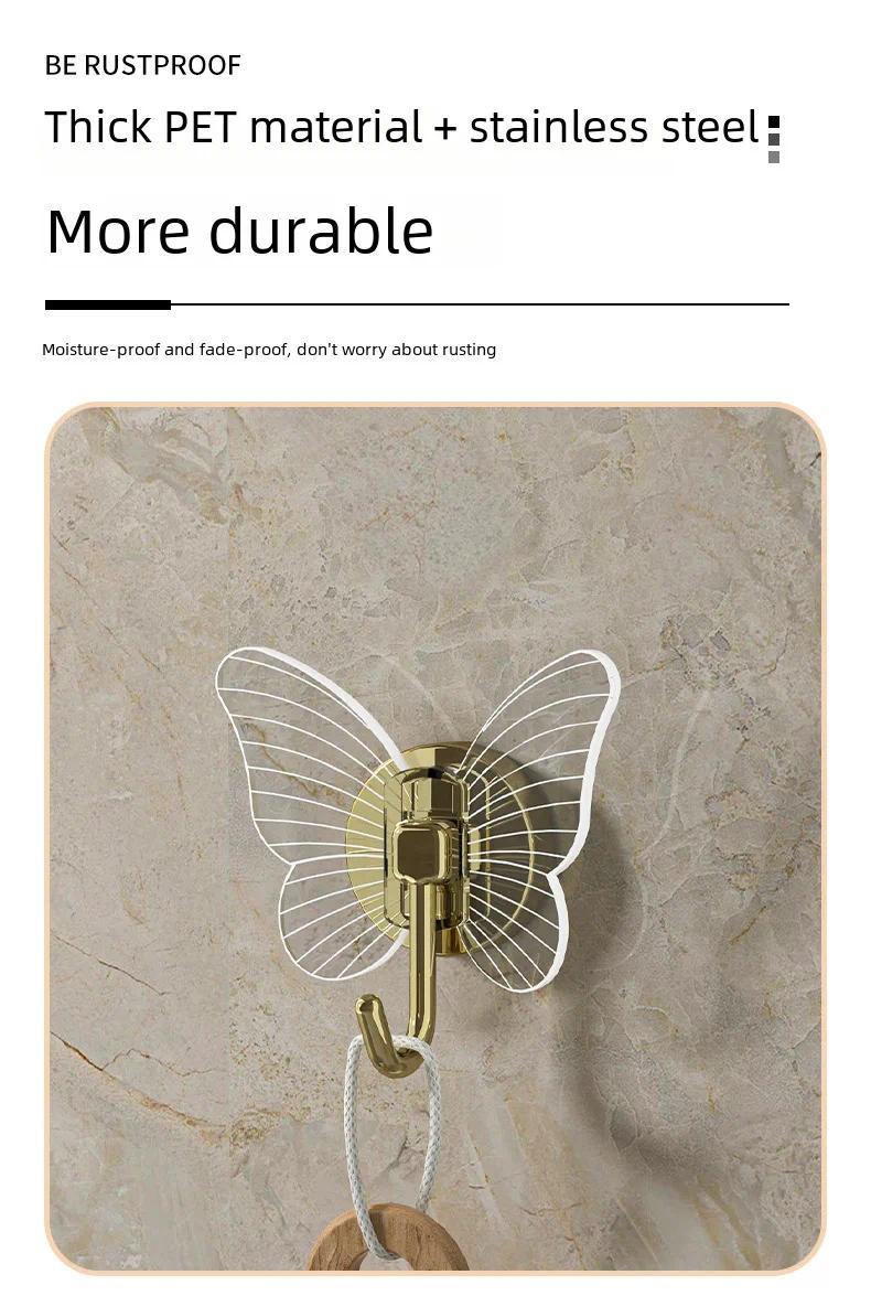 Product Introduction of Elegant Butterfly Hanger Bathroom No-Drill Wall Hook Seamless Hanging Entrance Strong Adhesive Stylish Wholesale Decor Organizer 7