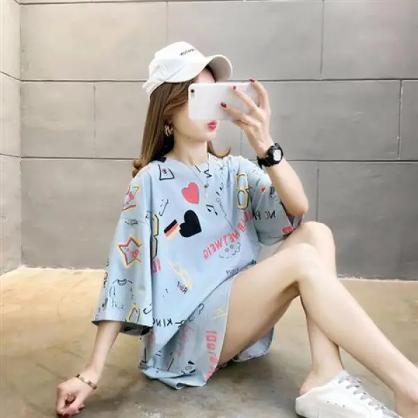 Áo Phông Nữ, Ngoại Cỡ Ngoại Cỡ, Dành Cho Nữ 150KG, Dáng Rộng Vừa Vặn, Dài Trung Bình, Tay Lửng, Áo Cánh Thường Ngày Áo Phông ngắn Tay 2