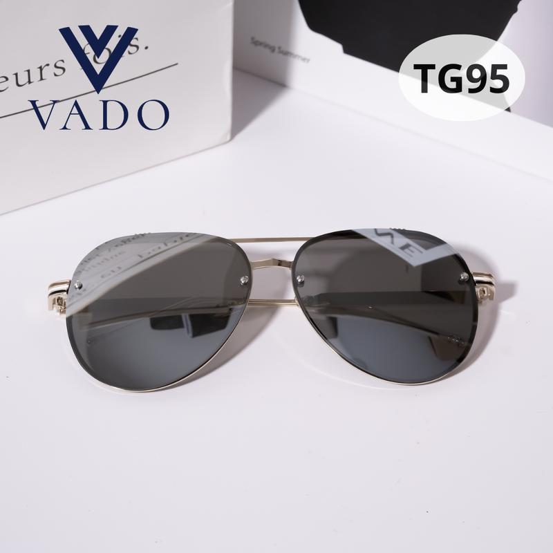 LIVE TG95 KO PHẢI THỦY TINH - Kính râm tráng gương 3 lớp thời trang nam gọng hợp kim họa tiết 3 sọc Kính Mắt hỗ trợ Chống Nắng đi biển chụp hình - VADO