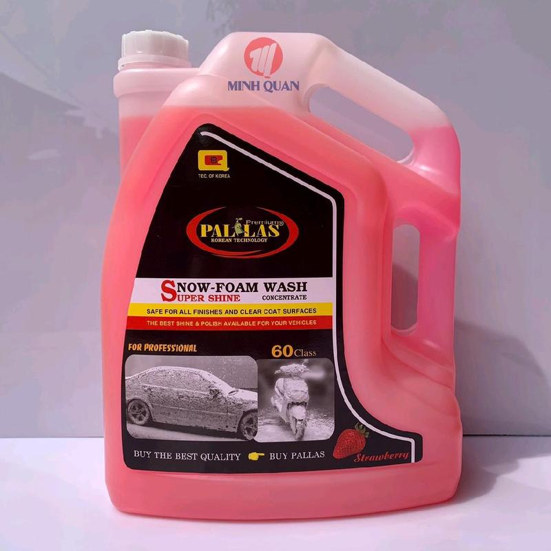 Nước Rửa Xe Bọt Tuyết PALLAS Siêu Bóng 60 - 6 Lít Hương Dâu Dung Dịch Rửa Xe Ô Tô Xe Máy Siêu Sạch