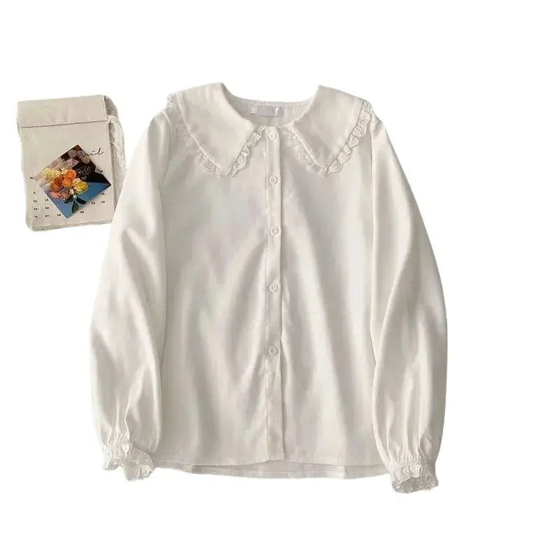 kemeja Atasan Putih Anak Bayi Perempuan 2-12 Tahun Terbaru/Baju anak Cewek Putih Polos Santai Putih