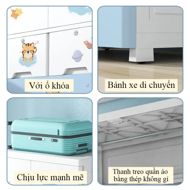 【Tủ Nhựa Cho Bé】70cm Tủ Quần Áo Trẻ Hình ảnh hoạt hình Tủ Để Đồ nhìu ngăn rộng rãi Tủ đồ nhựa đựng 7