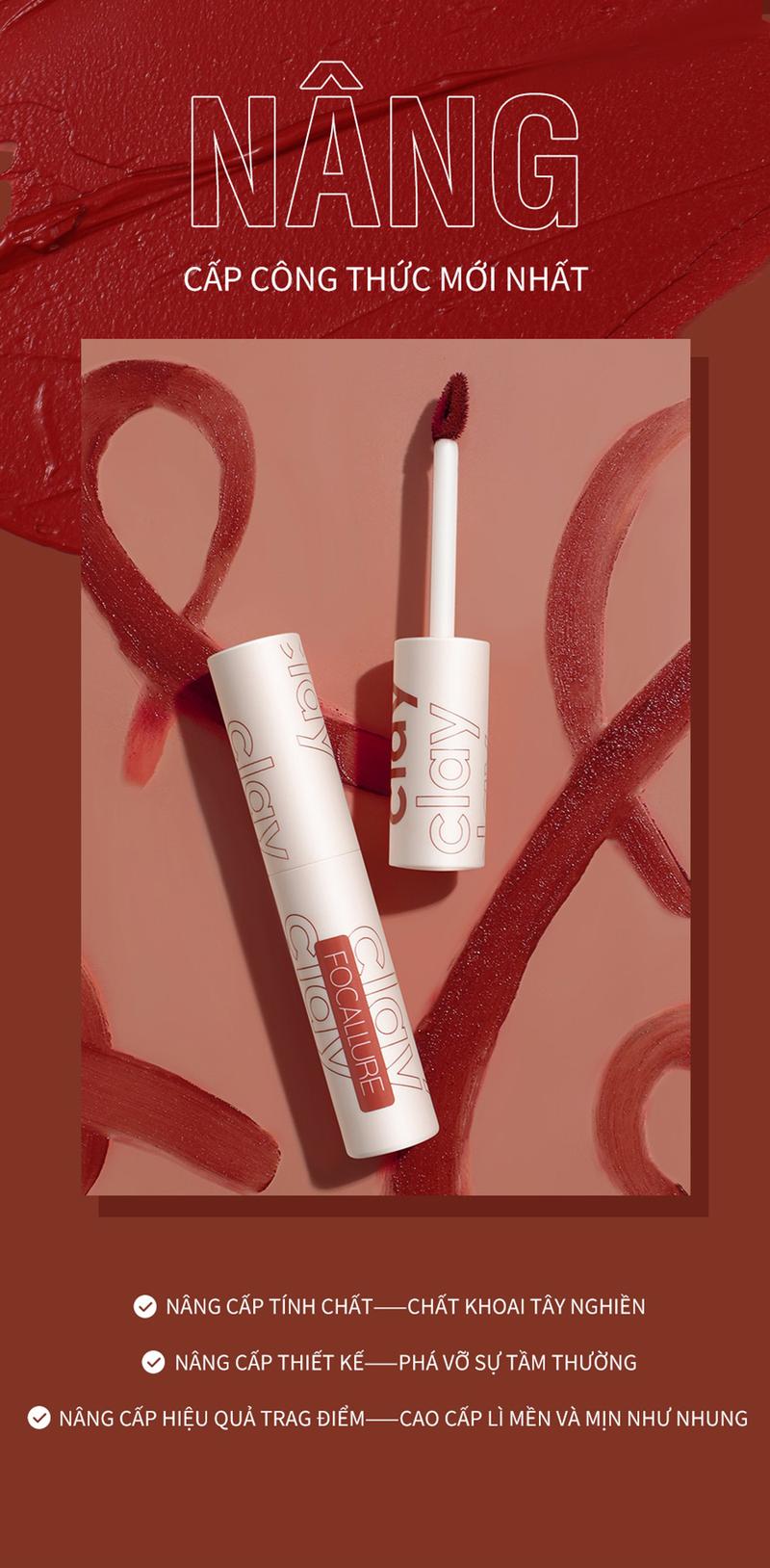 Product Introduction of FOCALLURE MOUSSE MATTE VÀ SON MÔI BÓNG MƯỢT VELVET-MIST HIGH PIGMENTATION MATTE LONG-LASTING LIPSTICK 45