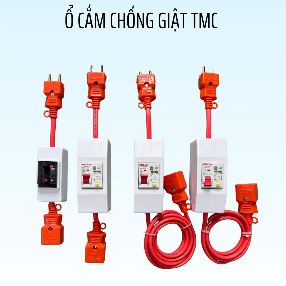 Bộ Ổ Cắm Chống Giật Tích Hợp Aptomat Chống Giật và Dây Chịu Tải Cao Cho Hồ Cá - Hồ Thủy Sinh - Máy Rửa Xe , Máy Giặt, Bếp Từ