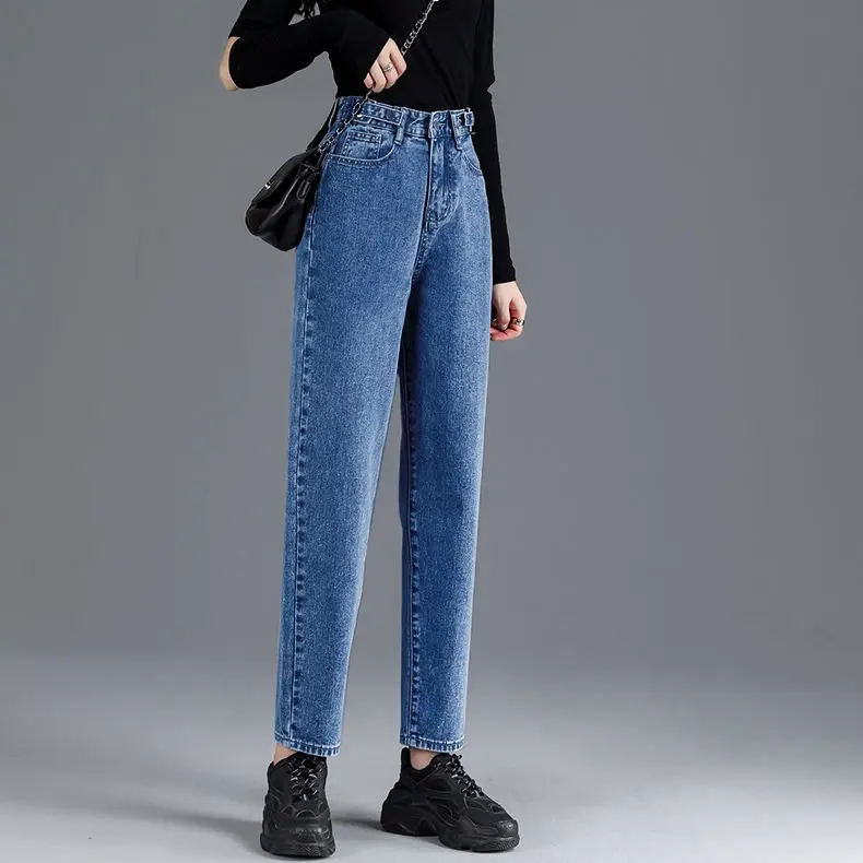 Jeansnjune Celana Jeans Wanita Boyfriend High Waist Jeans Premium Korean Style Panjang Fit Kaki Nyaman Slim Biru Denim Muda 1