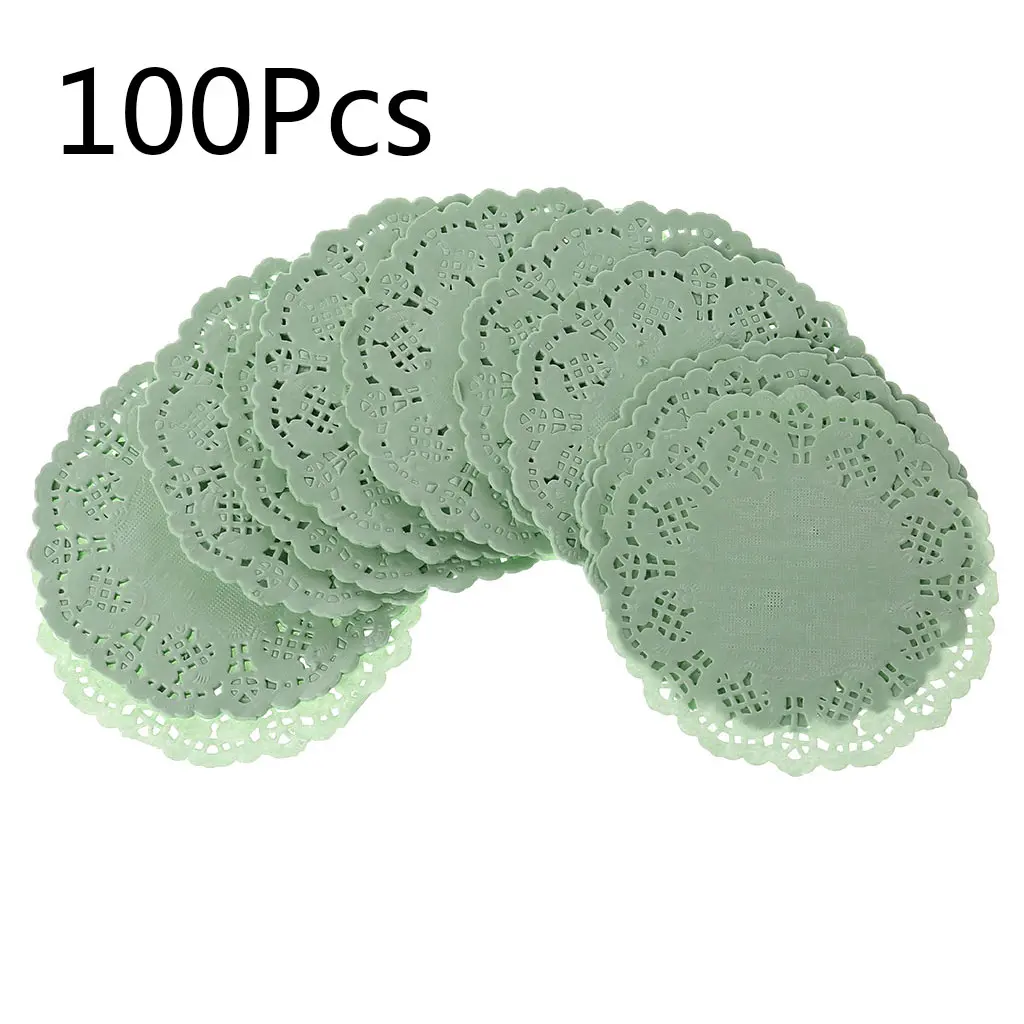 100pcs/lot 3.5" Diameter Vintage Napkin Pads Hollowed Lace Paper Mat doily Crafts DIY Scrapbooking Wedding Decoration
