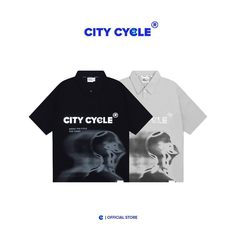 Áo Polo Unisex Local Brand Wayfarer thun cổ bẻ City Cycle form rộng oversize nam nữ Menswear Đen Ong Nhung  hàn quốc