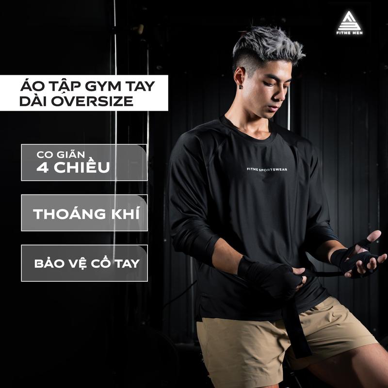 Áo tập gym nam tay dài Fitme Performance 2.0 form oversize thể thao co giãn 4 chiều, hỗ trợ boxing chạy bộ AOTD01