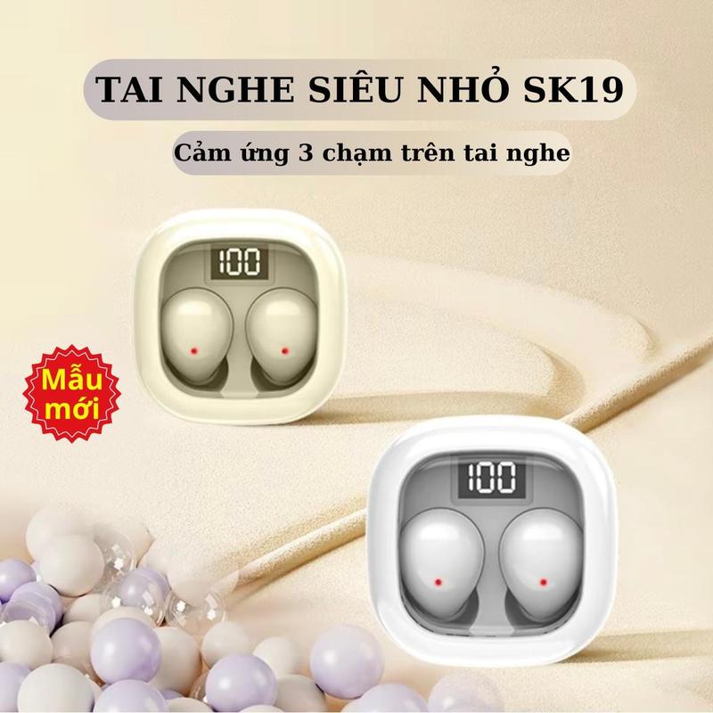 Tai nghe Bluetooth, Sk19, IPX5 không thấm nước, khử tiếng ồn, cảm ứng HiFi, 3 Touch, Bluetooth 5.3, màn hình LED, tương thích với Android, iOS, iPhone, Samsung, Oppo, Xiaomi, Redmi, Vivo, phụ kiện tai nghe Huawei