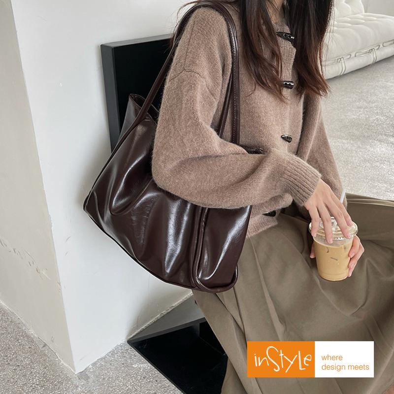 Tas Bahu Tote Bag Wanita Korean Style Shoulder Bag Size Besar (T2-042) Kulit PU 4
