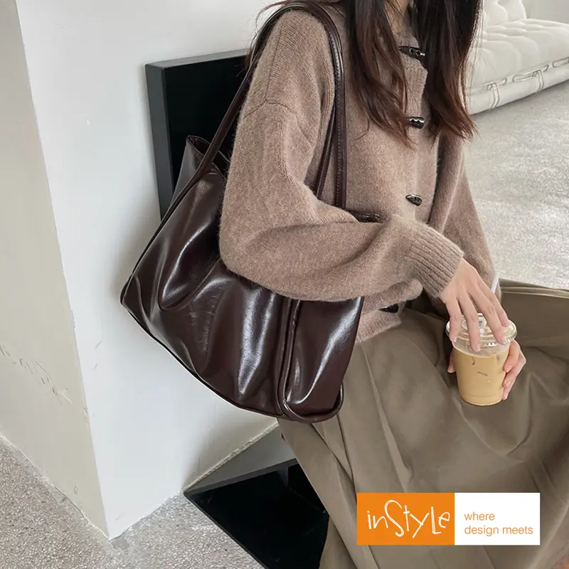 Tas Bahu Tote Bag Wanita Korean Style Shoulder Bag Size Besar (T2-042) Kulit PU 3