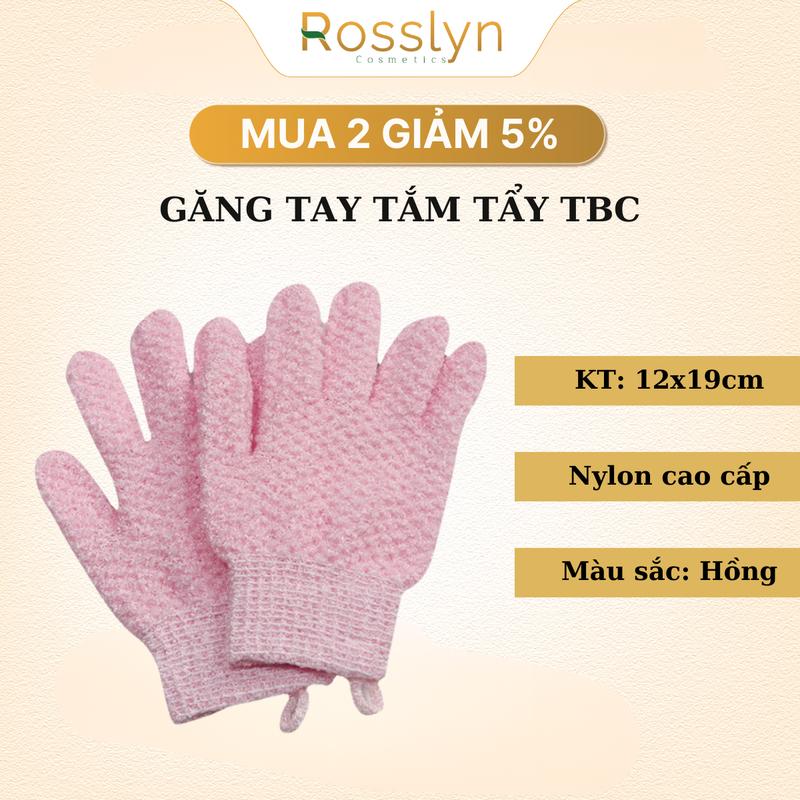 [Màu Hồng] Găng Tay Tắm ROSSLYN Kỳ Ghét, Tẩy Da Chết Bath Glove , Massage Tạo Bọt Tiện Dụng 12*19cm