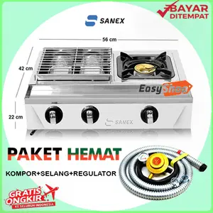 SANEX Kompor Gas+Panggang 2in1 SN-KKP128 Kompor Gas 1 Tungku dan Pemanggang(Sate, Sosis, Ikan, Ayam)