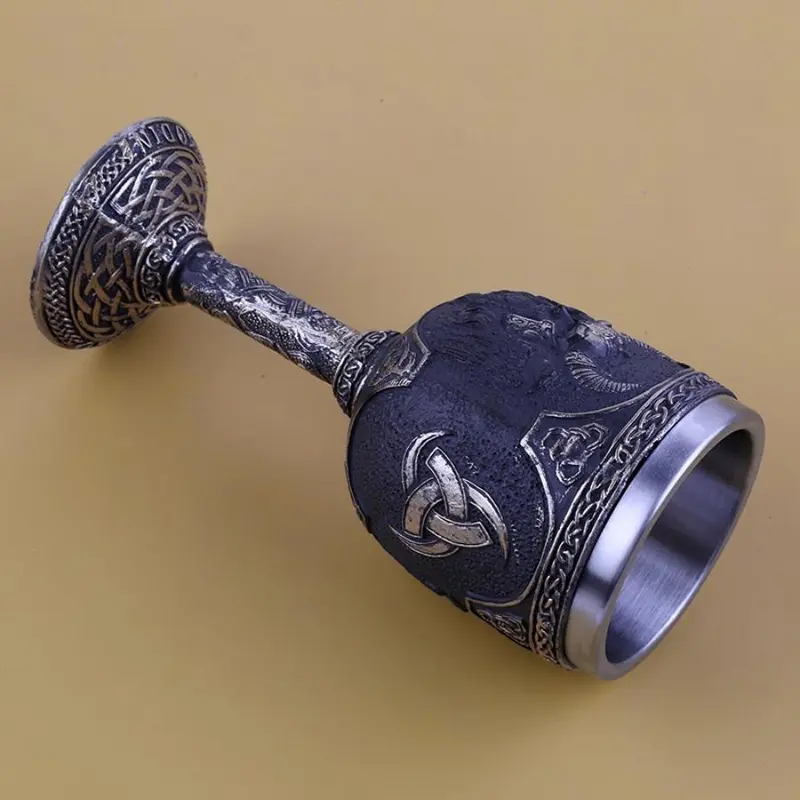 Vintage Viking Cup, 1 Count Stainless Steel Resin Cup, Creative Drinking Cup for Home Office Use, Gift for Men, Party Supplies 6