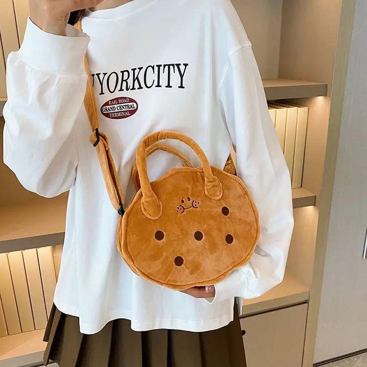 New Shoulder Bag Plush Bag Cartoon Cookie Crossbody Bag Cute Satchel Girl Mobile Phone Bag Crane Machines Doll Bag magsafe  wallet lyn y2k  bag pochette sorisha  birkin  bag