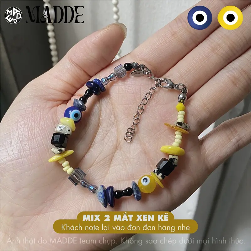 Vòng tay phối mắt quỷ thủy tinh Evil eyes xỏ đá thiết kế THEO YÊU CẦU - MADDE/Custom/Mix 5