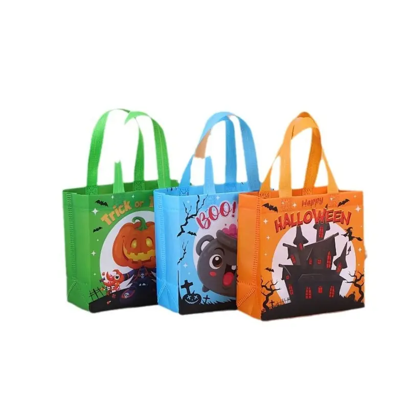 Túi Túi Xách Không Dệt Halloween, Thiết Kế Ma Vui Nhộn, Túi Lừa Hoặc Điều Trị, Dung Lượng Lớn, Túi Quà Halloween, In Lâu Đài, Túi Bí Ngô, Thích Hợp Cho Trẻ Em 4
