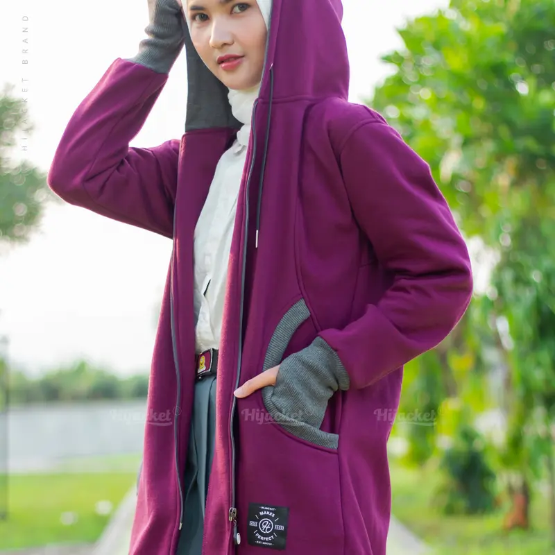 HIJACKET ELEKTRA - Jaket Muslimah Syar'i Panjang - OOTD Hijabers - Jaket Anak Sekolah SMA - Korean Style | Hoodie Muslimah Panjang Basic 7