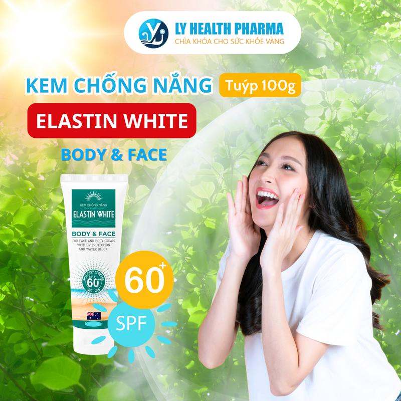  Kem chống nắng nâng tông Elastin White SPF 60+ body và face tuýp 100g Sunscreen Sun Cream Skincare Nữ 