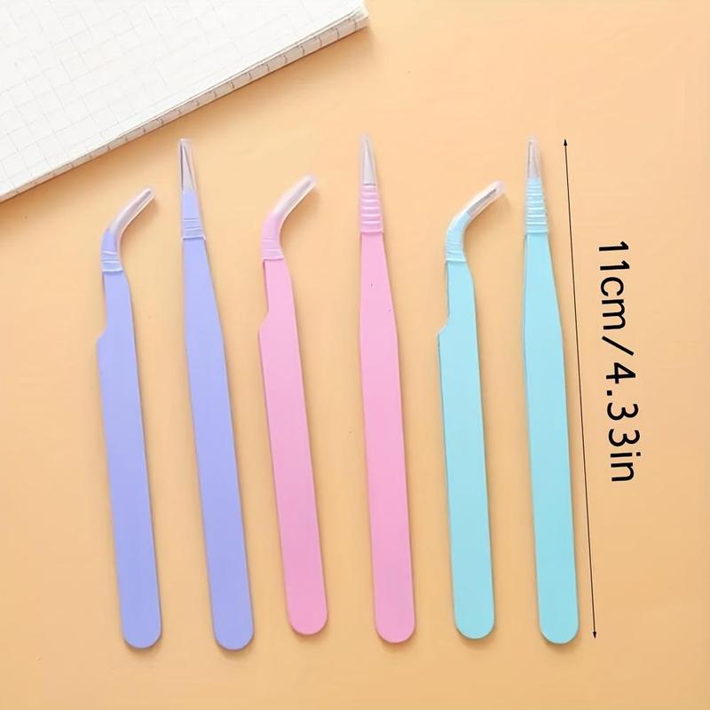 Random Color Straight & Curved Pointed Tweezers, 2 Counts/set Diamond Arts Colorful Painting Tool, DIY Needlework Tool 2