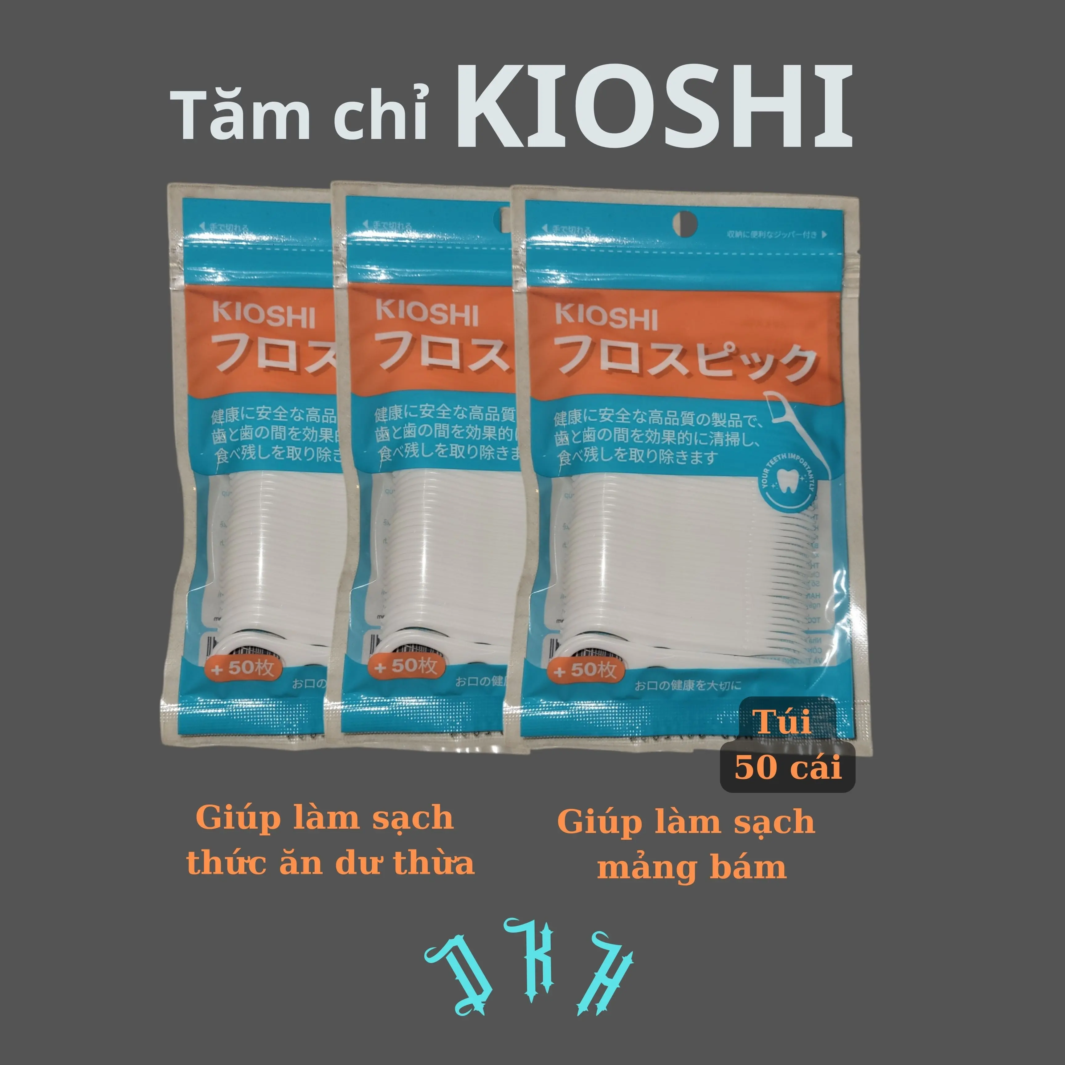 tăm chỉ KIOSHI, giúp làm sạch mảng bám thức ăn dư thừa trong kẽ răng, 1 túi 50 cái Chỉ Nha Khoa xỉa răng chinhakhoa