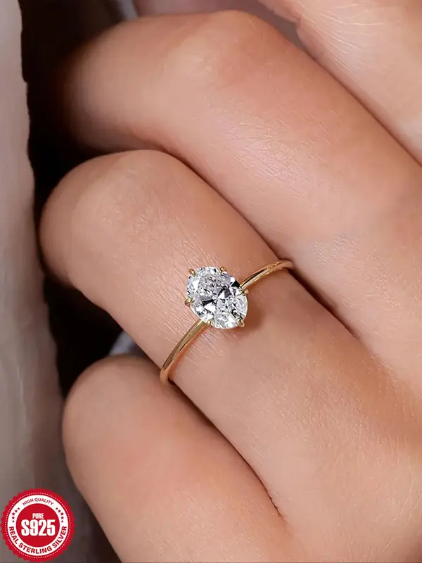 925 Sterling Silver Fashion Luxury Artificial Zircon Decorated Ring, Fashion Jewelry for Party, Daily Decor, Trendy All-match & Exquisite Jewelry for Birthday Gift 0