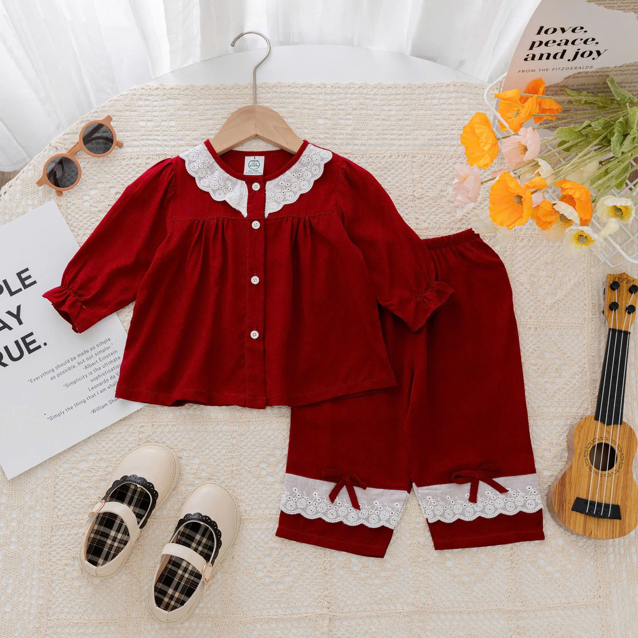 Tay Dài Quần Dài - ( Màu Trơn Mã 1 ) Đồ Bộ Bé Gái - Bộ quần áo Tole Loại 1 mềm, mịn, mát size 9-35 kg 7-8 năm đồ ngủ Voi