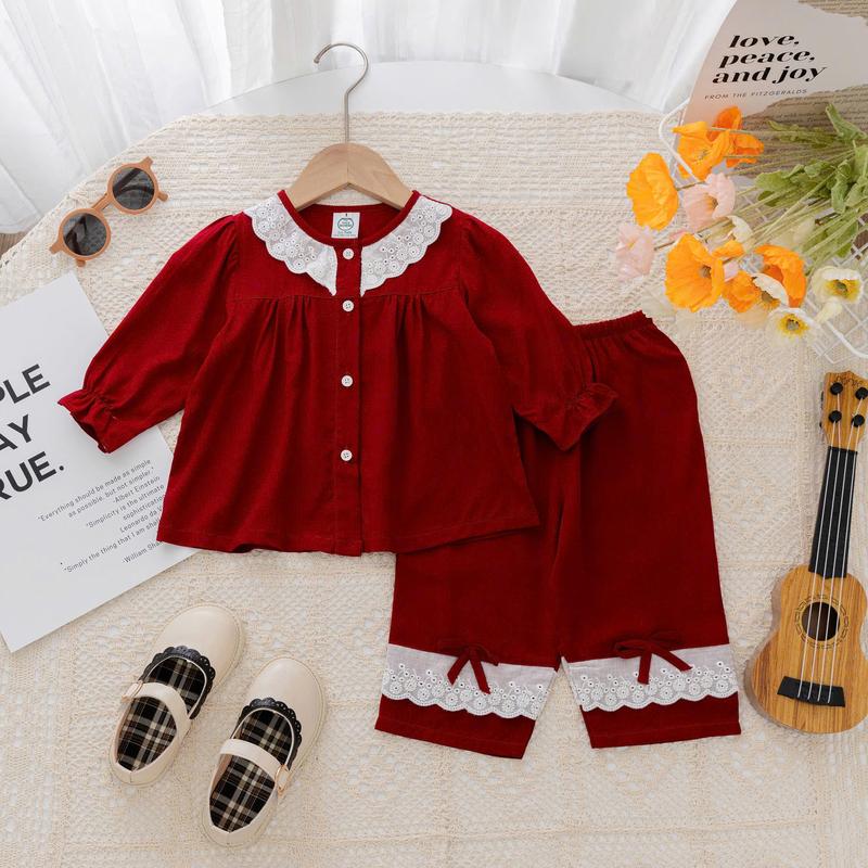 Tay Dài Quần Dài - Màu Trơn Mã 1 Đồ Bộ Bé Gái - Bộ quần áo Tole Loại 1 mềm mịn mát size 9-35 kg 7-8 năm đồ ngủ Voi