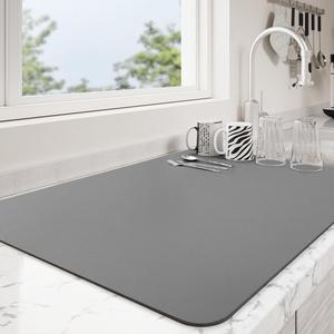 Tapete para secar platos de cocina, 1 unidad, respaldo de goma antideslizante, tapete absorbente de agua para encimera, accesorios de cocina