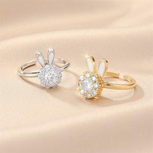 Nhẫn Thỏ Xoay, Bán Chạy, Dành Cho Nữ, Không Phai Màu, Nhẫn Phổ Biến Năm Hoàng Đạo Hợp Xu hướng