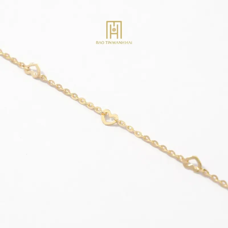 Lắc tay vàng 10K Bảo Tín Mạnh Hải hoạ tiết trái tim tinh tế sang trọng phong cách Ý PYLTV10KD0-409007 1