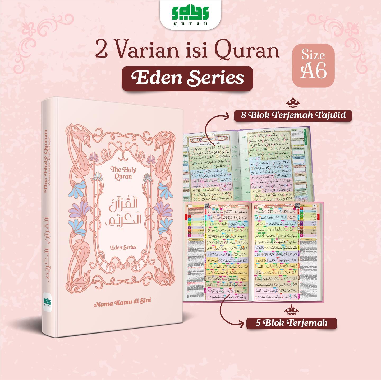 A6 Al Qur'an AESTHETIC EDEN Series Custom Nama dan Ucapan - Premium Full Color 5 blok -Alqosbah