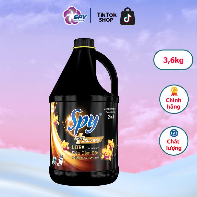 Nước Giặt Xả SPY Ultra Clean Plus Hương Hoa Vàng Can 3,6kg 2 Trong 1 Sạch Sâu Thơm Lâu Diệt Khuẩn