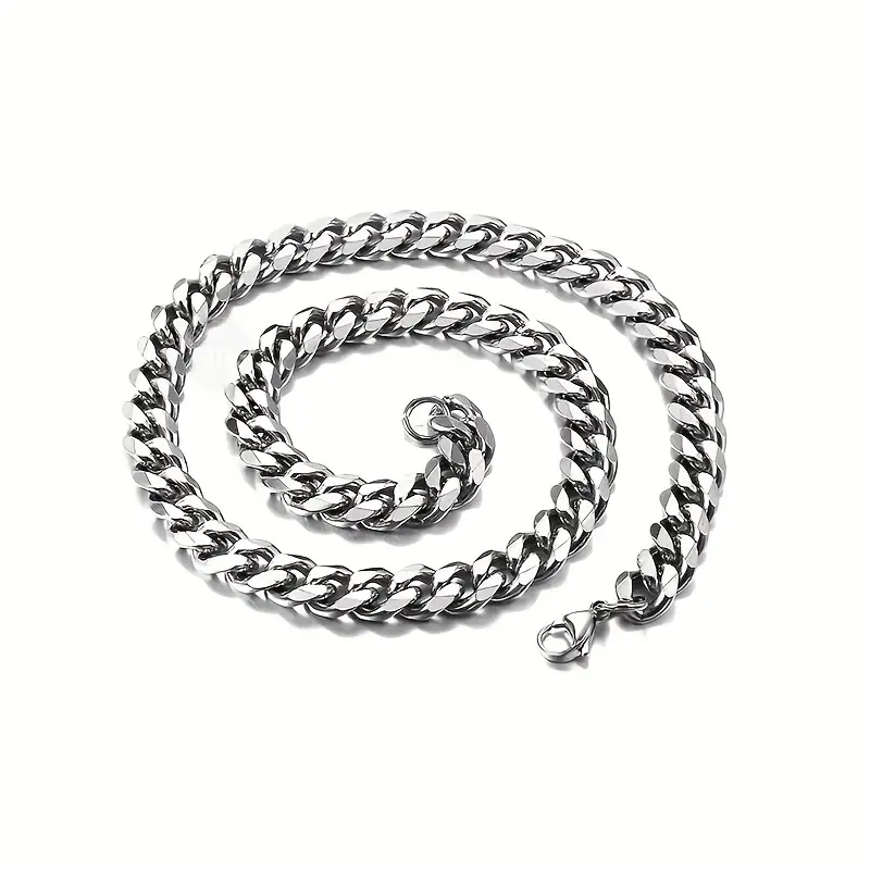 Titanium Steel 6-face Grinding Cuban Link Chain Necklace - Modern Fashionable Long Sleeve Accessory for Men & Women, Perfect for Weddings, Christmas & Birthdays 6
