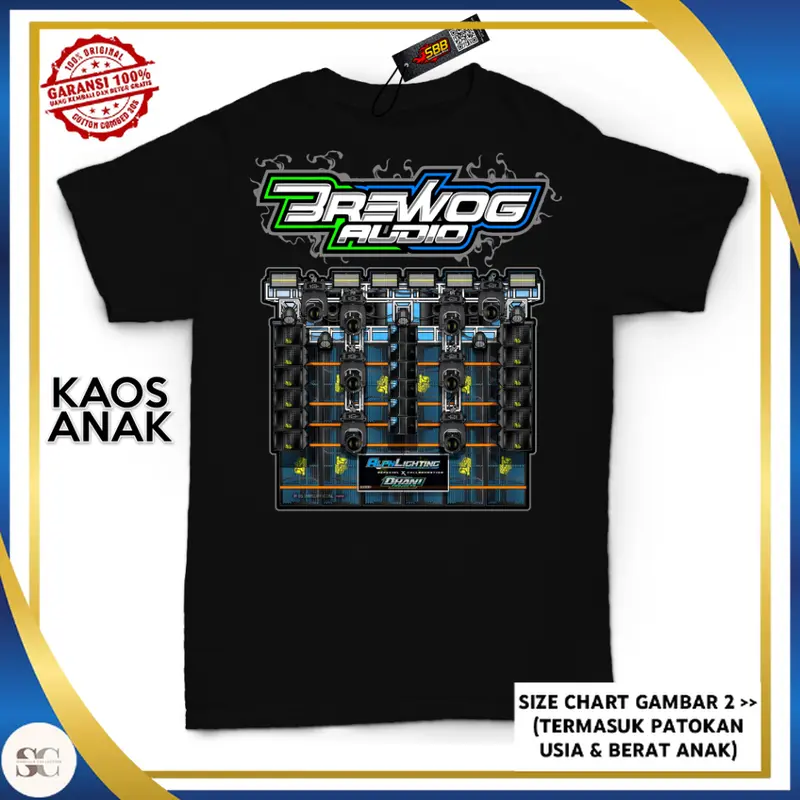 [SC] | Baju Kaos Anak Sound System Brewog Audio Sound Horeg Team Sotok 1-10 Tahun Laki-laki Full Logo | Cotton Combed 30s 0