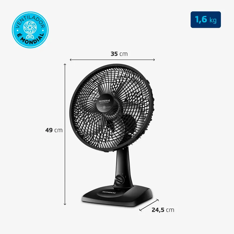 Ventilador Mondial 30cm Super Power Vsp-30-B 60W 3 Velocidades - 8