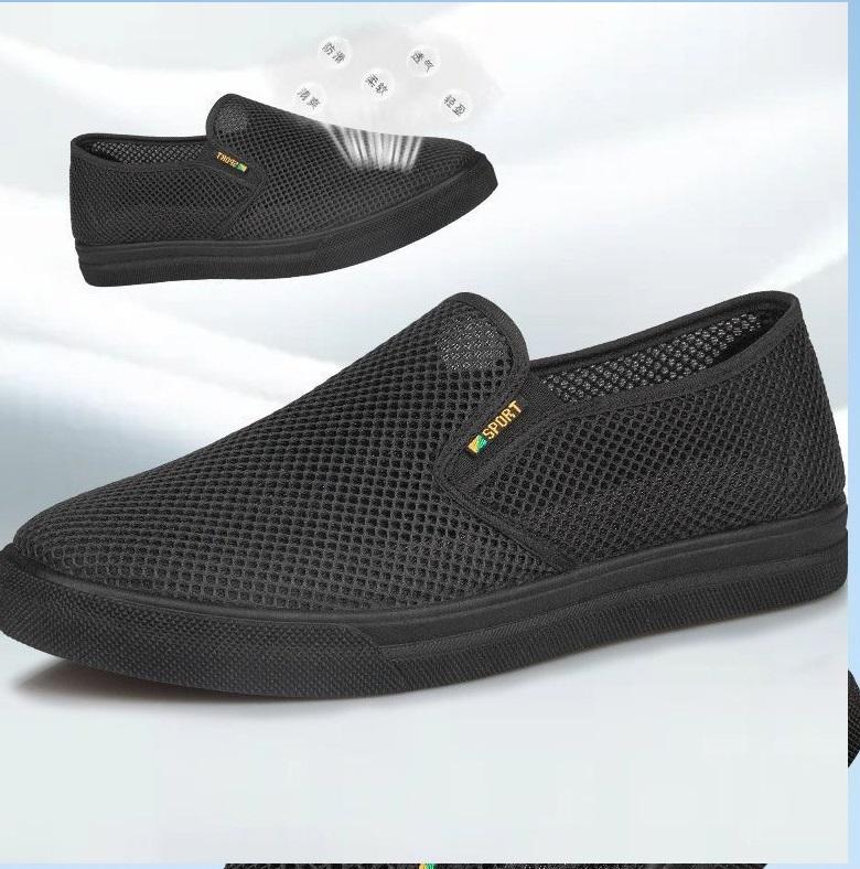 Giày Lười Vải Nam S01 Màu Đen Giày Slip-On Vải Lưới Mesh Thông Thoáng ,Đế Cao Su Bám Đường- Giày Lười Nam Mùa Hề Thoáng Khí